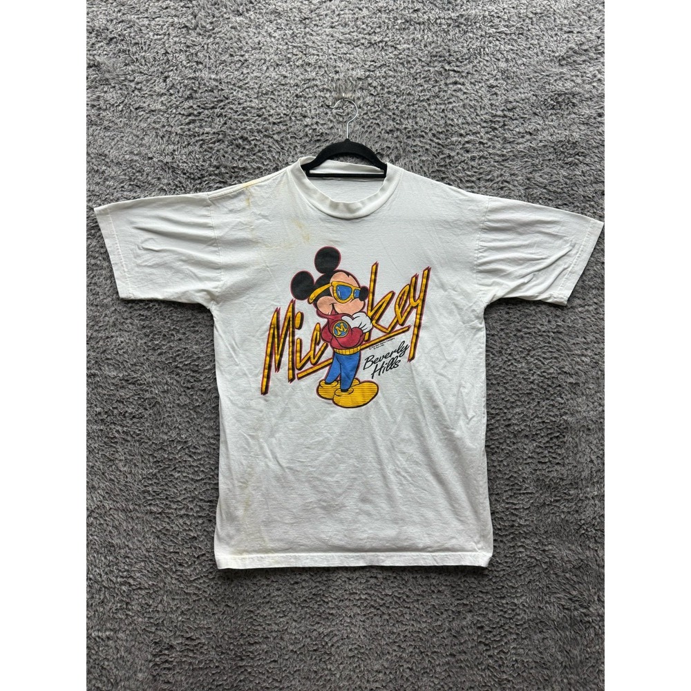 Vintage 90s Disney Mickey Mouse Beverly Hills T Shirt White Mens Size L / XL